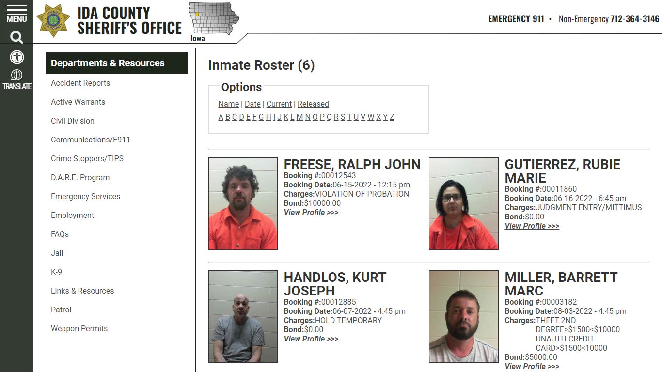 Inmate Roster - Current Inmates - Ida County Sheriff's Office